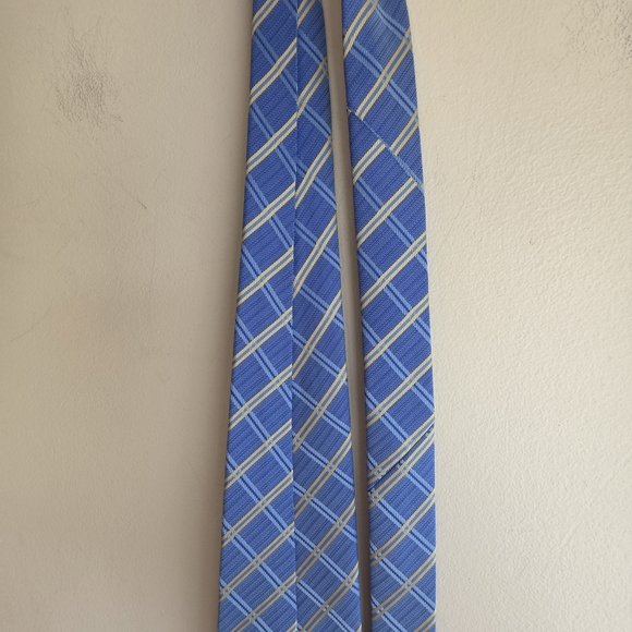 Hugo Boss Blue and Gold Plaid Tie - Picture 8 of 14